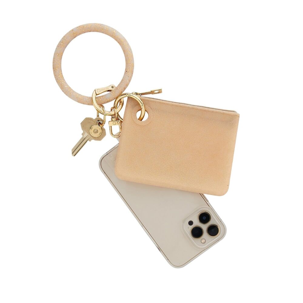 6886 Mini Pouch Wristlet with Phone Holder – Gold Confetti Glitter